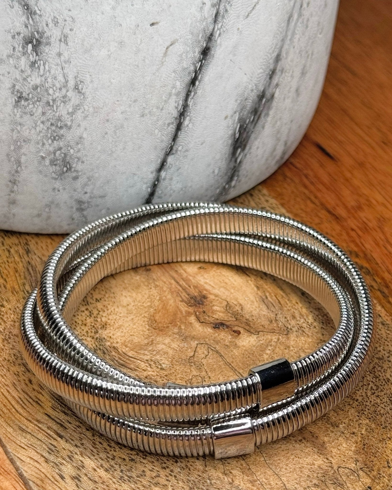 Silver Metallic Coil Bracelet - Jessi Jayne Boutique