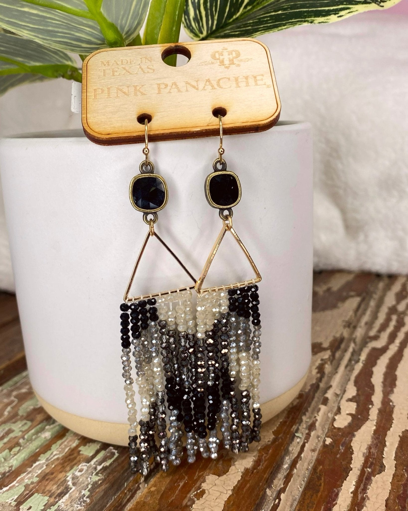 Black & Silver Beaded Fringe Earrings - Jessi Jayne Boutique