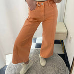 Risen Peachy Coral Tummy - Control Wide - Leg Crop Jeans - Jessi Jayne Boutique