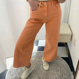 Risen Peachy Coral Tummy - Control Wide - Leg Crop Jeans - Jessi Jayne Boutique