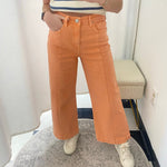 Risen Peachy Coral Tummy - Control Wide - Leg Crop Jeans - Jessi Jayne Boutique