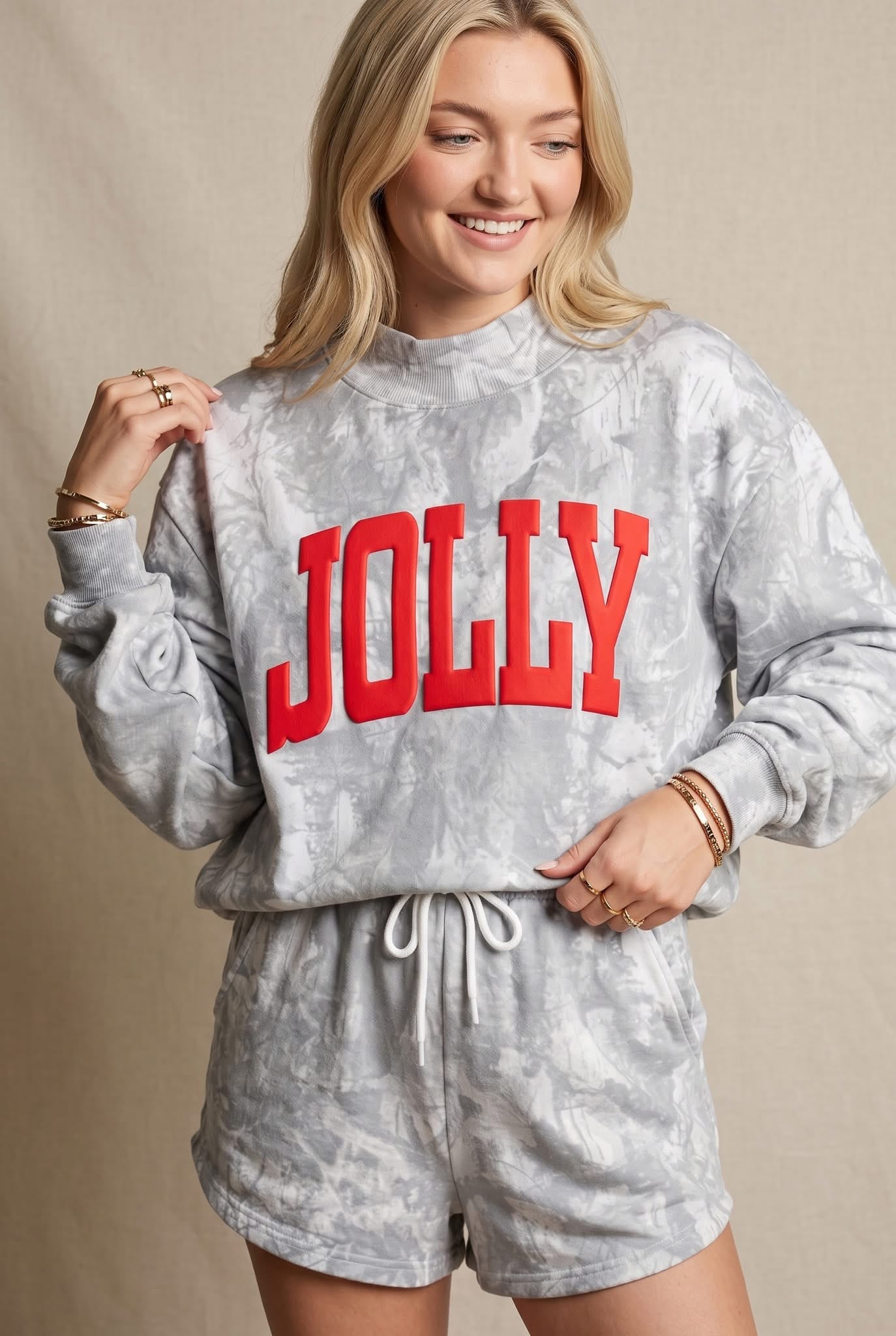PREORDER (estimated 10/31 ship date!!) JOLLY White Wash Camo Mock Neck Sweatshirt - Jessi Jayne Boutique