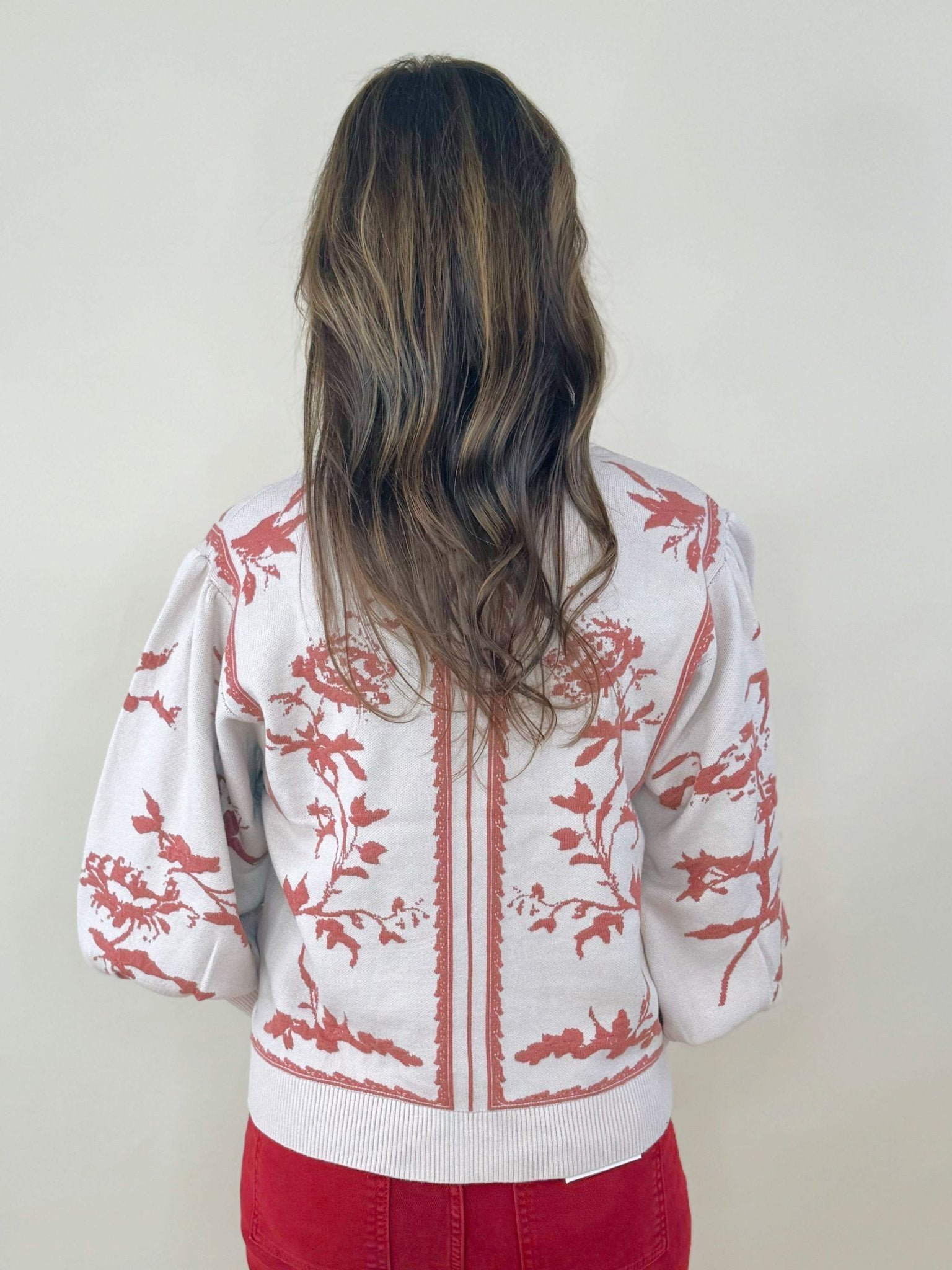 Vintage Vine Puff Sleeve Sweater - Jessi Jayne Boutique