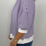 Purple Everyday Stripe Contrast Trim Top