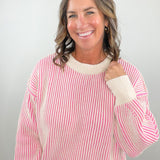 Sweet Stripe Two-Tone Sweater