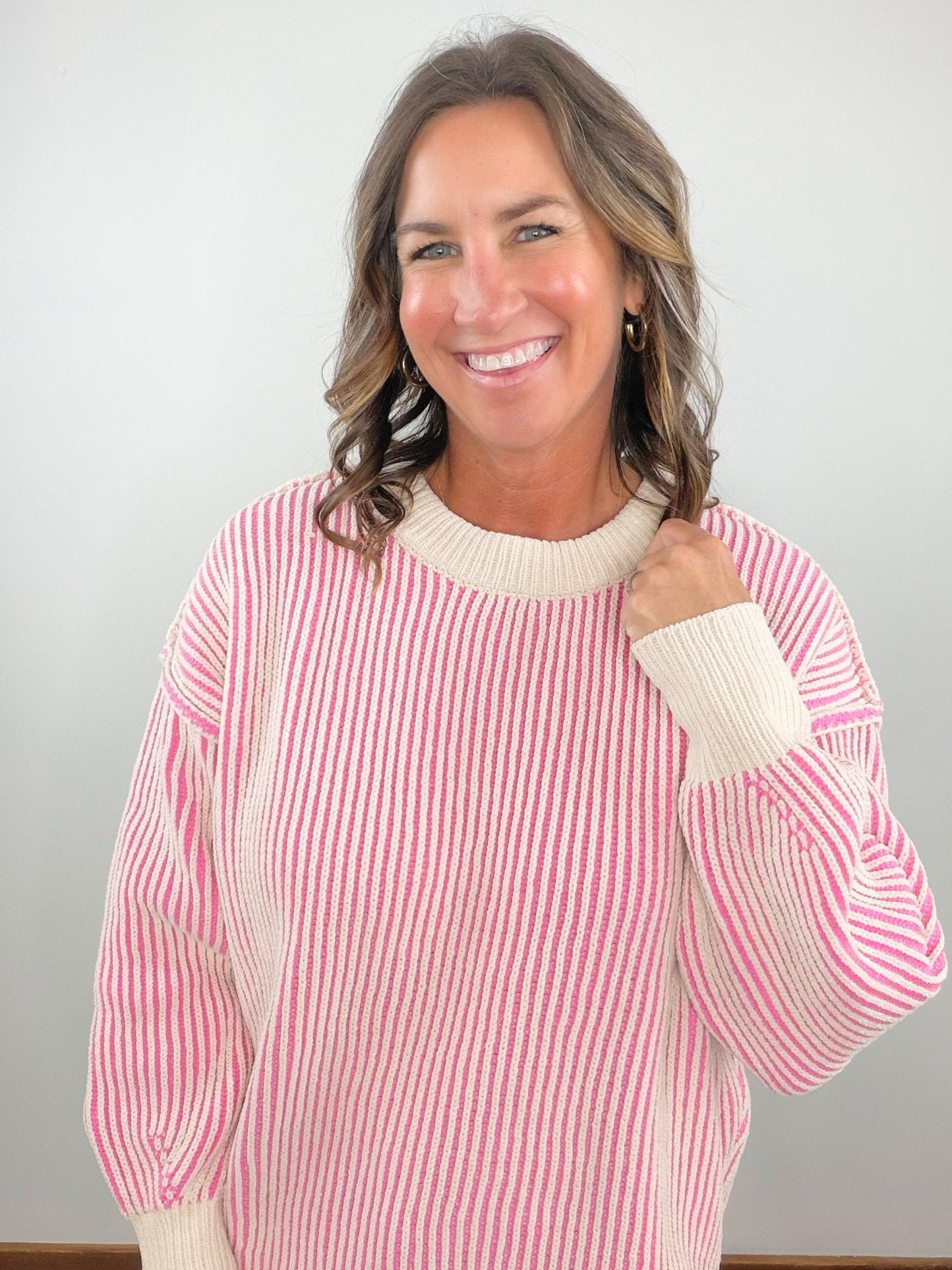 Sweet Stripe Two-Tone Sweater - Jessi Jayne Boutique