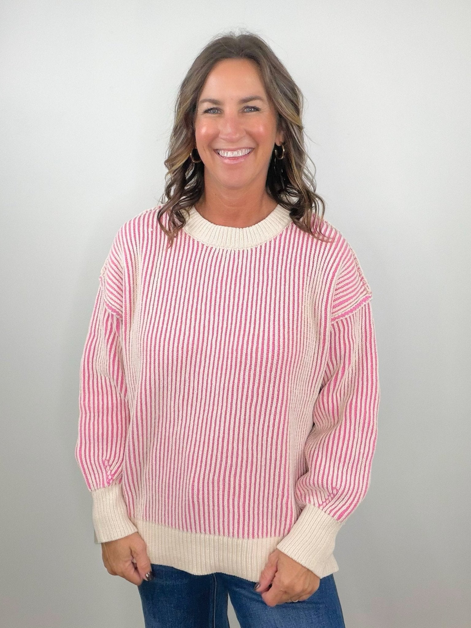 Sweet Stripe Two-Tone Sweater - Jessi Jayne Boutique