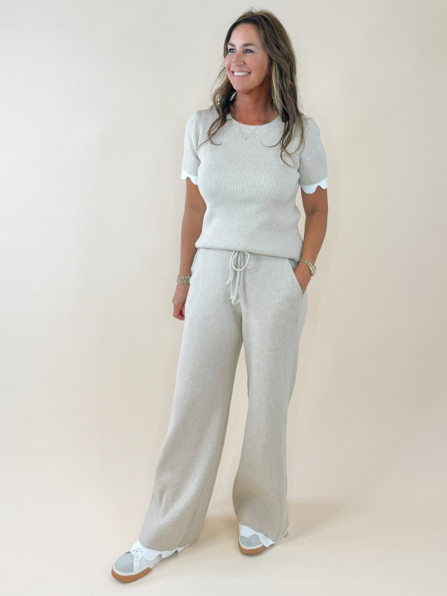 Scallop Trim Knit Set - Jessi Jayne Boutique