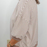 Mocha Everyday Stripe Contrast Trim Top