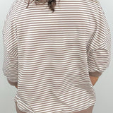 Mocha Everyday Stripe Contrast Trim Top
