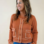 Stitched Charm Cropped Cardigan - Jessi Jayne Boutique
