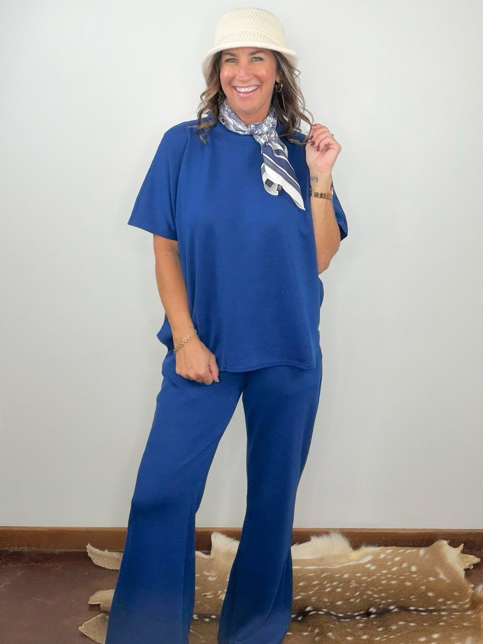 Navy Comfort Scuba Pant Set - Jessi Jayne Boutique