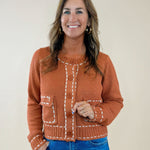 Stitched Charm Cropped Cardigan - Jessi Jayne Boutique