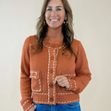 Stitched Charm Cropped Cardigan - Jessi Jayne Boutique