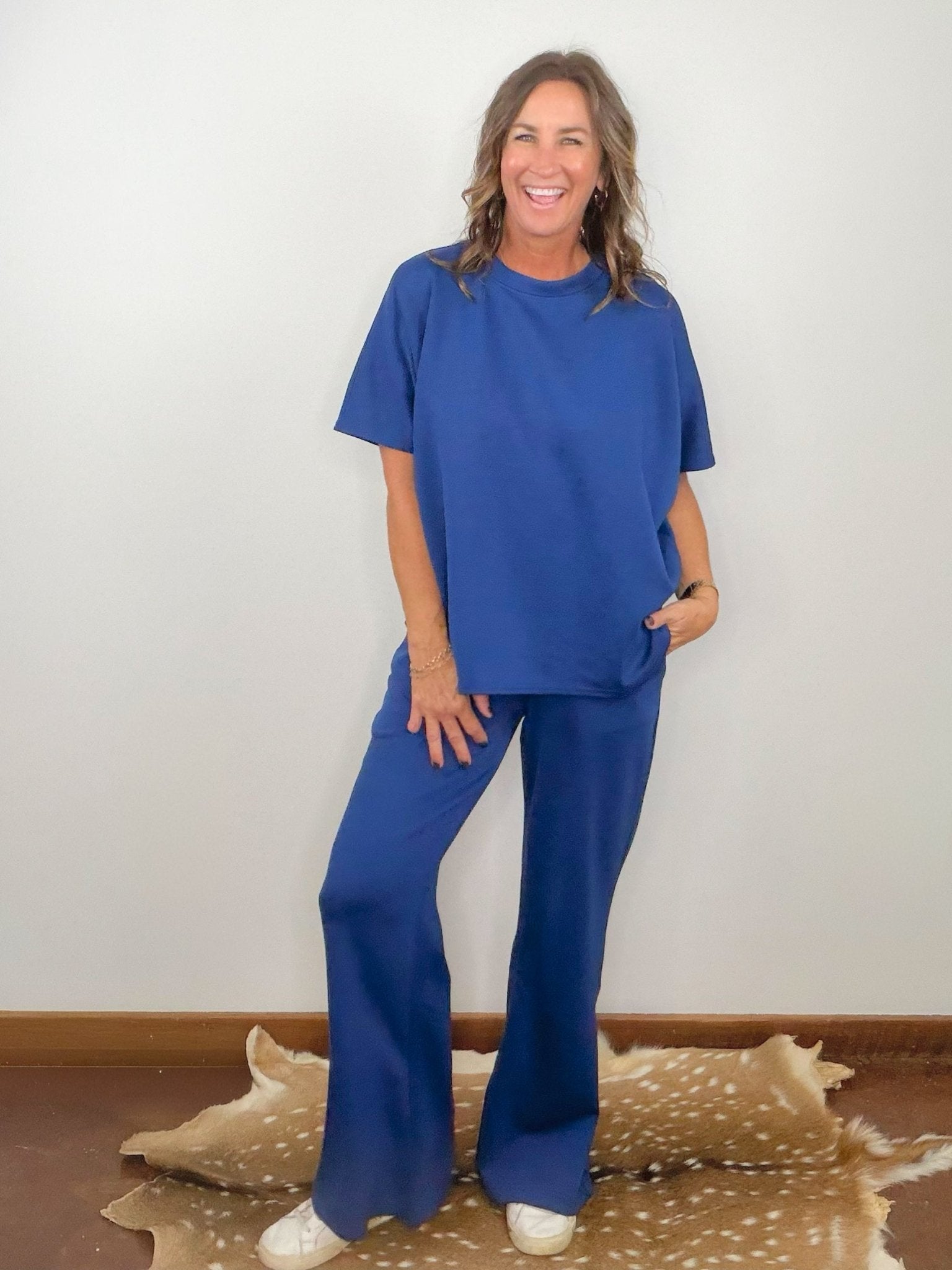 Navy Comfort Scuba Pant Set - Jessi Jayne Boutique