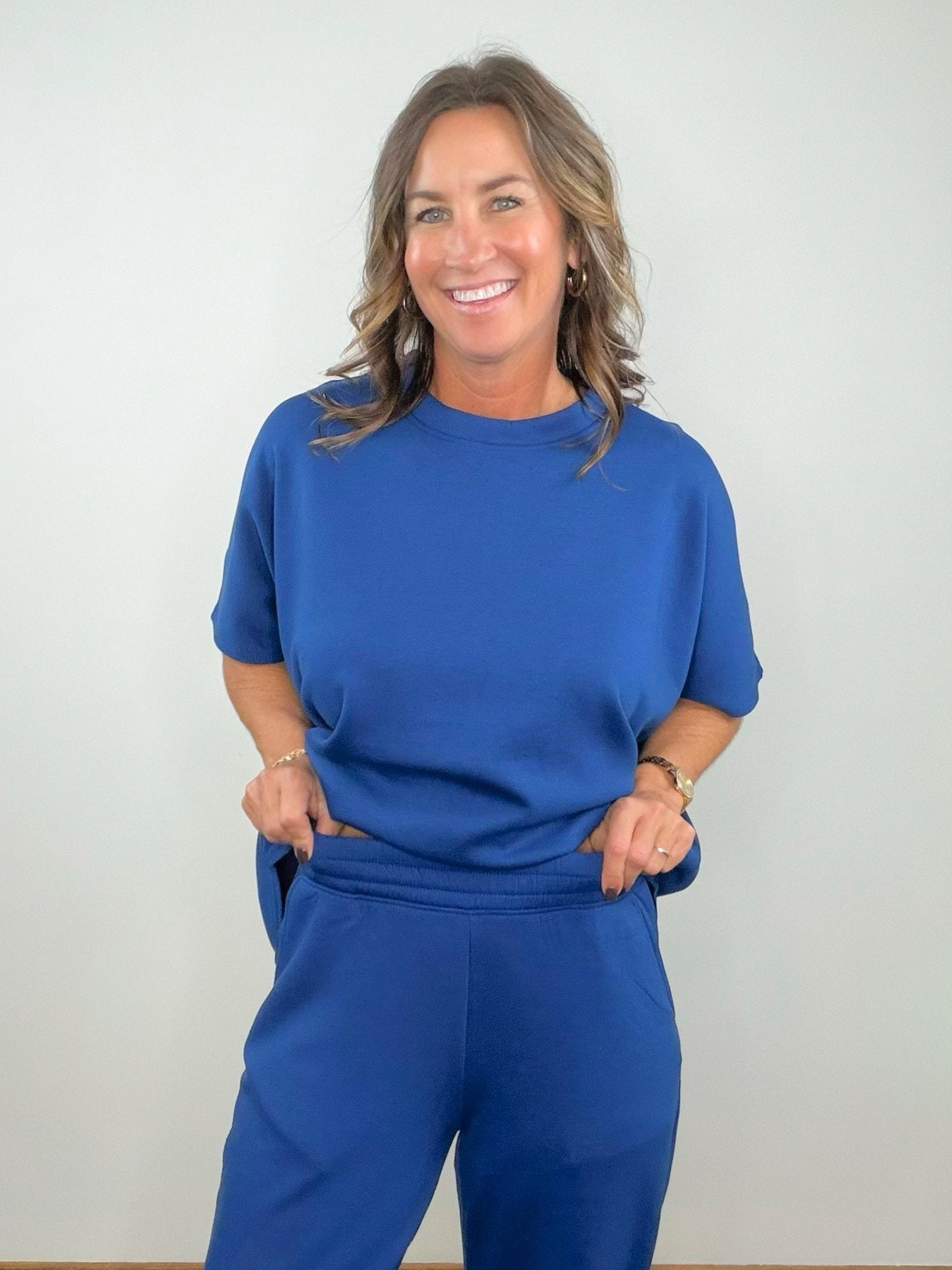 Navy Comfort Scuba Pant Set - Jessi Jayne Boutique