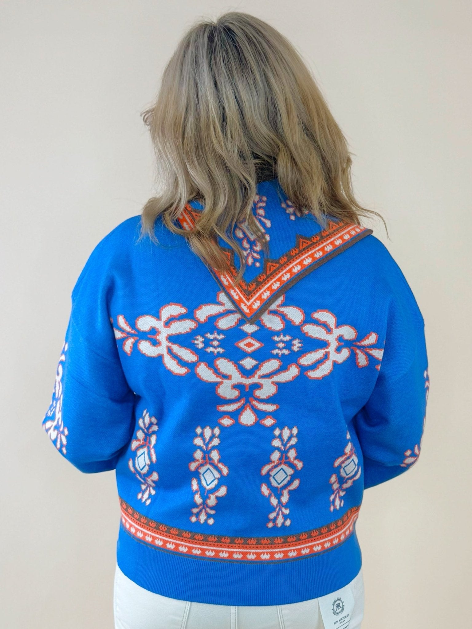 Sapphire Medallion Knit Sweater - Jessi Jayne Boutique