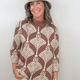 Cocoa Lines Mock Neck Sweater Top