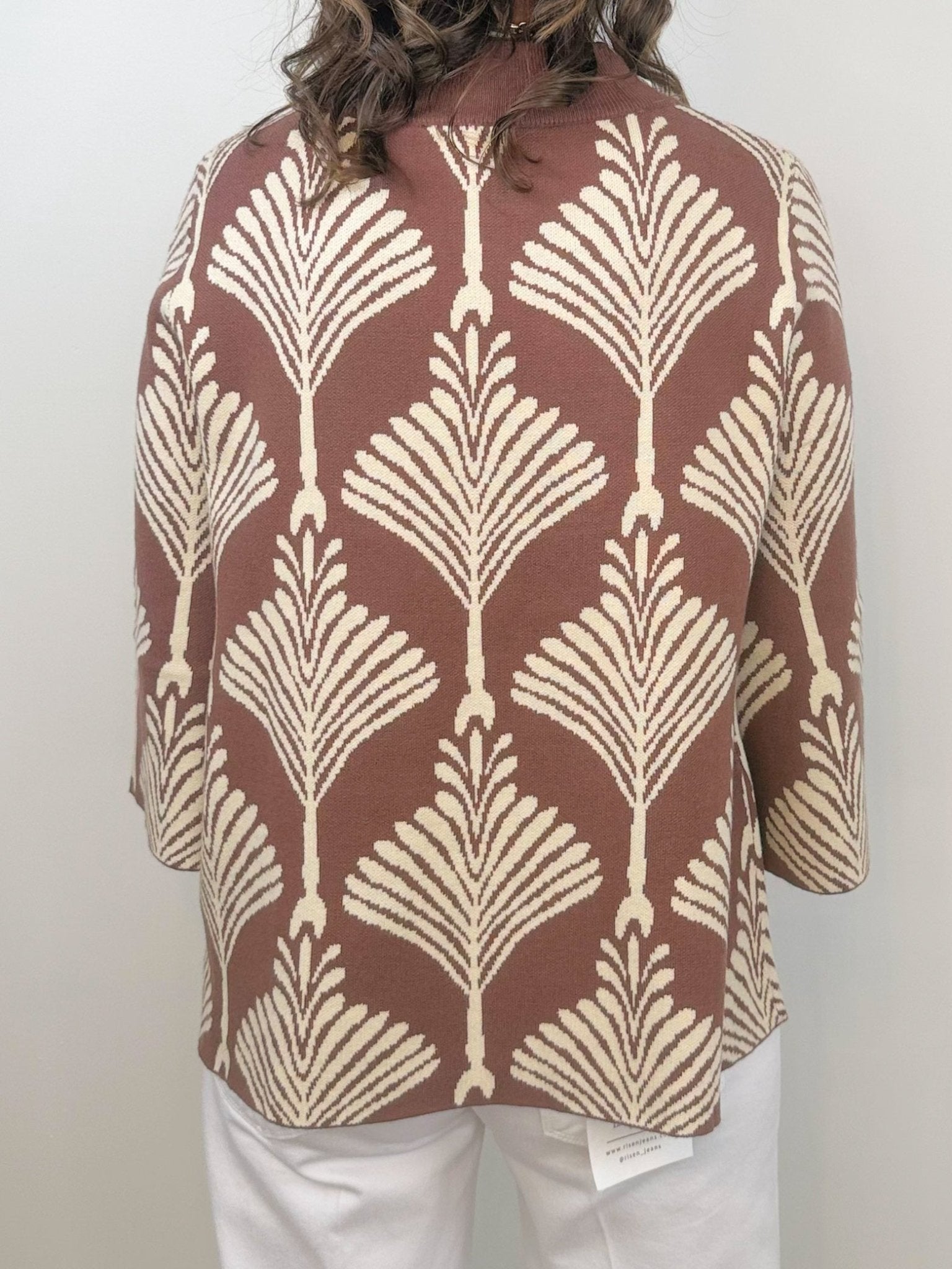 Cocoa Lines Mock Neck Sweater Top - Jessi Jayne Boutique