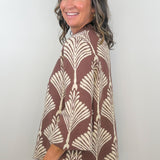 Cocoa Lines Mock Neck Sweater Top