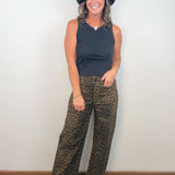 Wild Side Leopard Crop Wide Leg Pants
