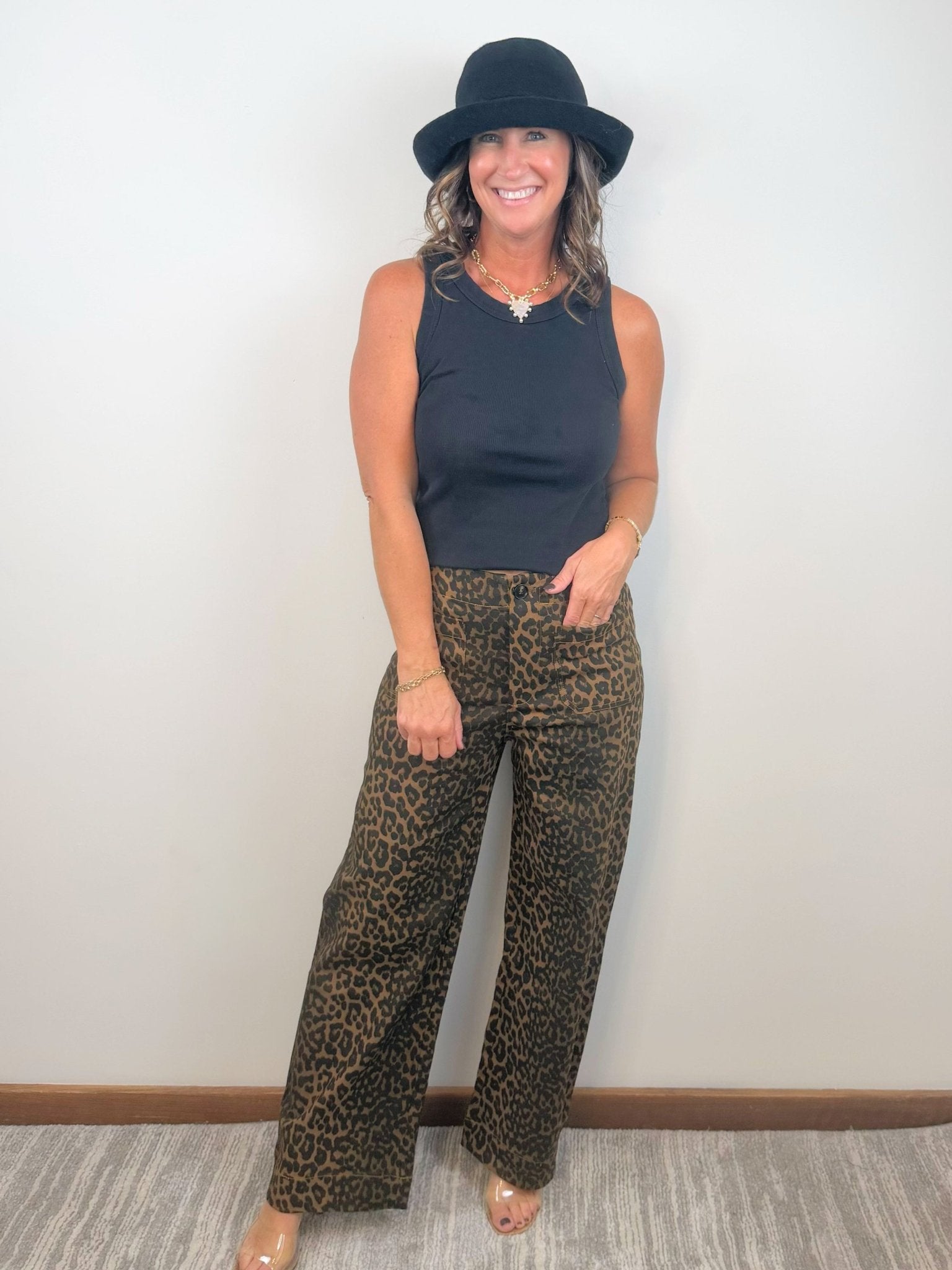 Wild Side Leopard Crop Wide Leg Pants - Jessi Jayne Boutique