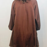 Chocolate Satin Tie Neck Dress