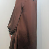 Chocolate Satin Tie Neck Dress