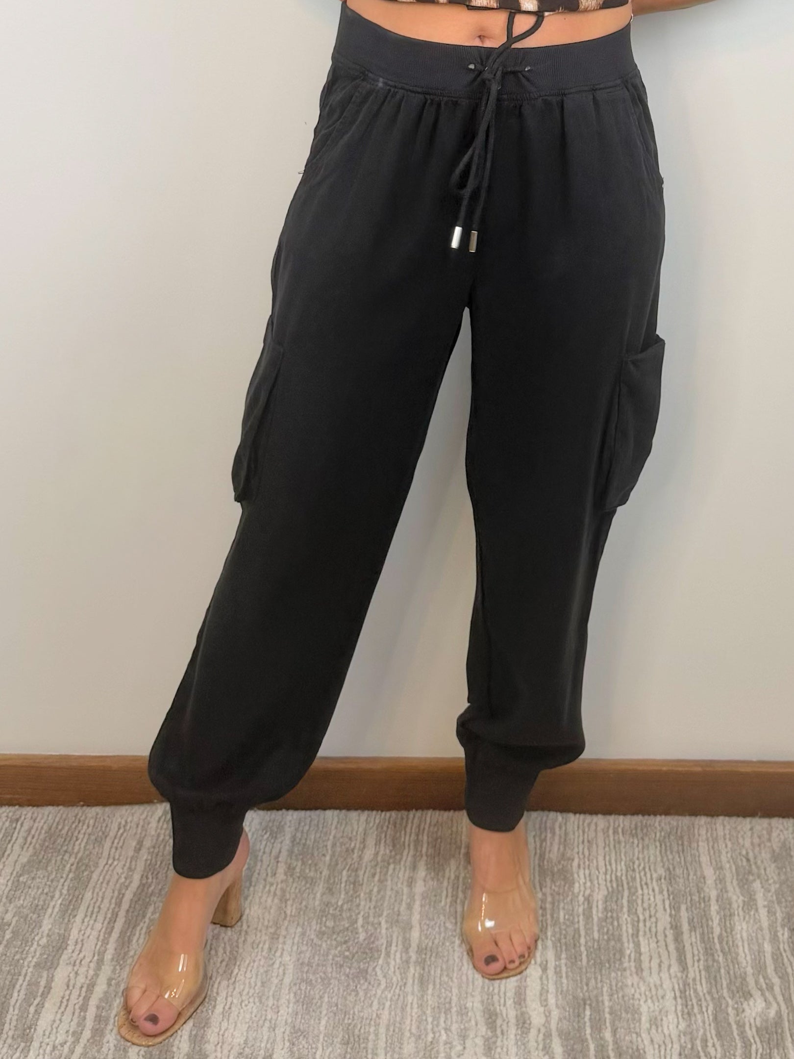 Risen Easy Motion Cargo Jogger Pants Black - Jessi Jayne Boutique