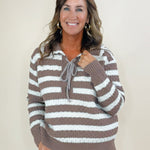 Cappuccino Stroll Lace - Up Sweater - Jessi Jayne Boutique