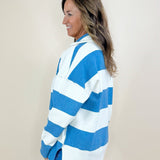 Weekend Sideline Striped Half - Zip Pullover - Jessi Jayne Boutique