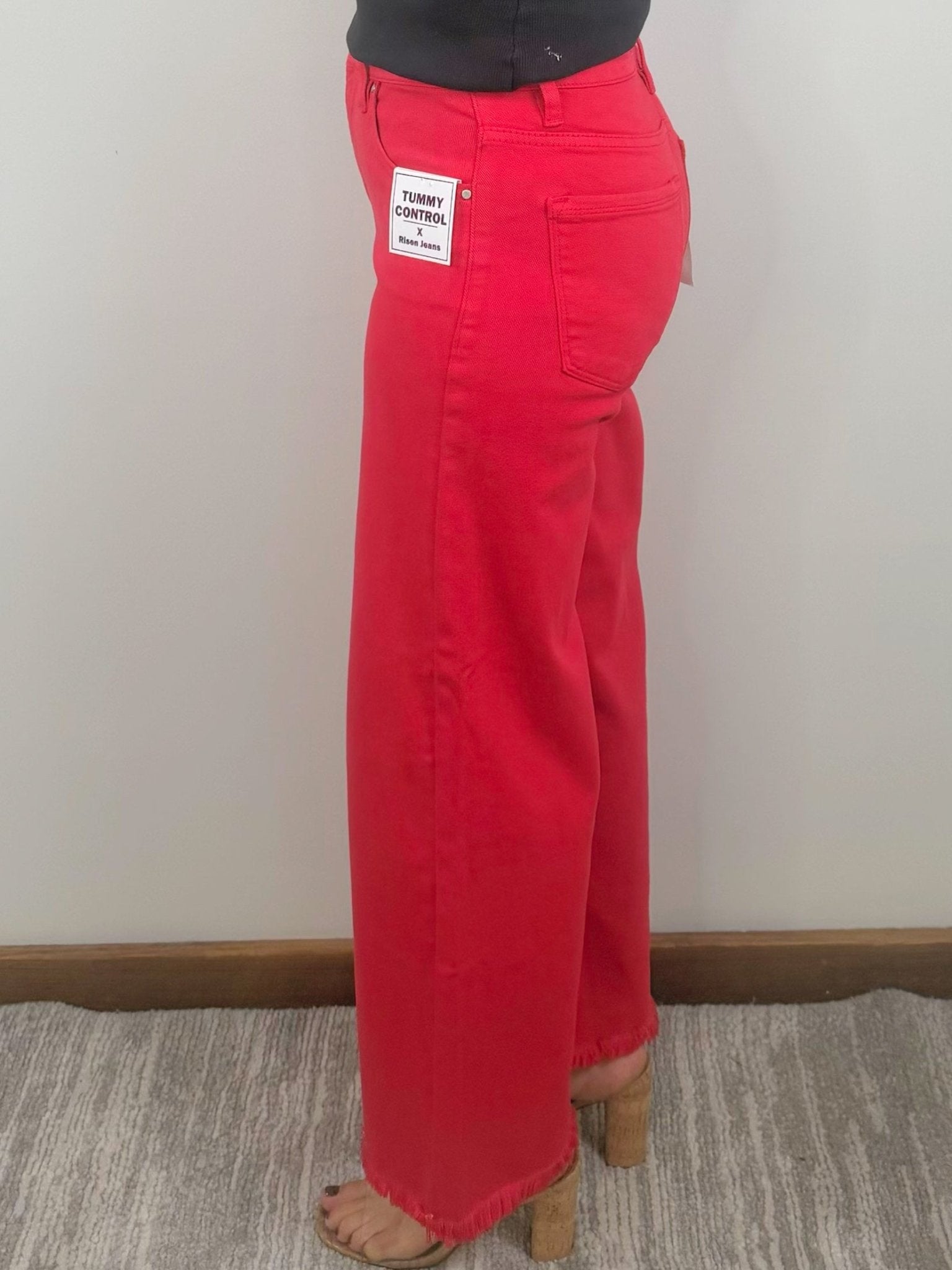 Risen Red Hot Tummy Control Wide Leg Jeans - Jessi Jayne Boutique