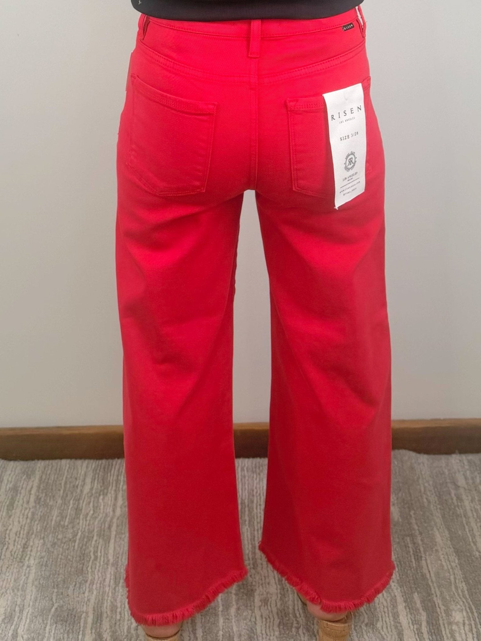 Risen Red Hot Tummy Control Wide Leg Jeans - Jessi Jayne Boutique