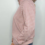 Mauve Gingham Quarter Zip Pullover
