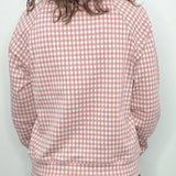 Mauve Gingham Quarter Zip Pullover