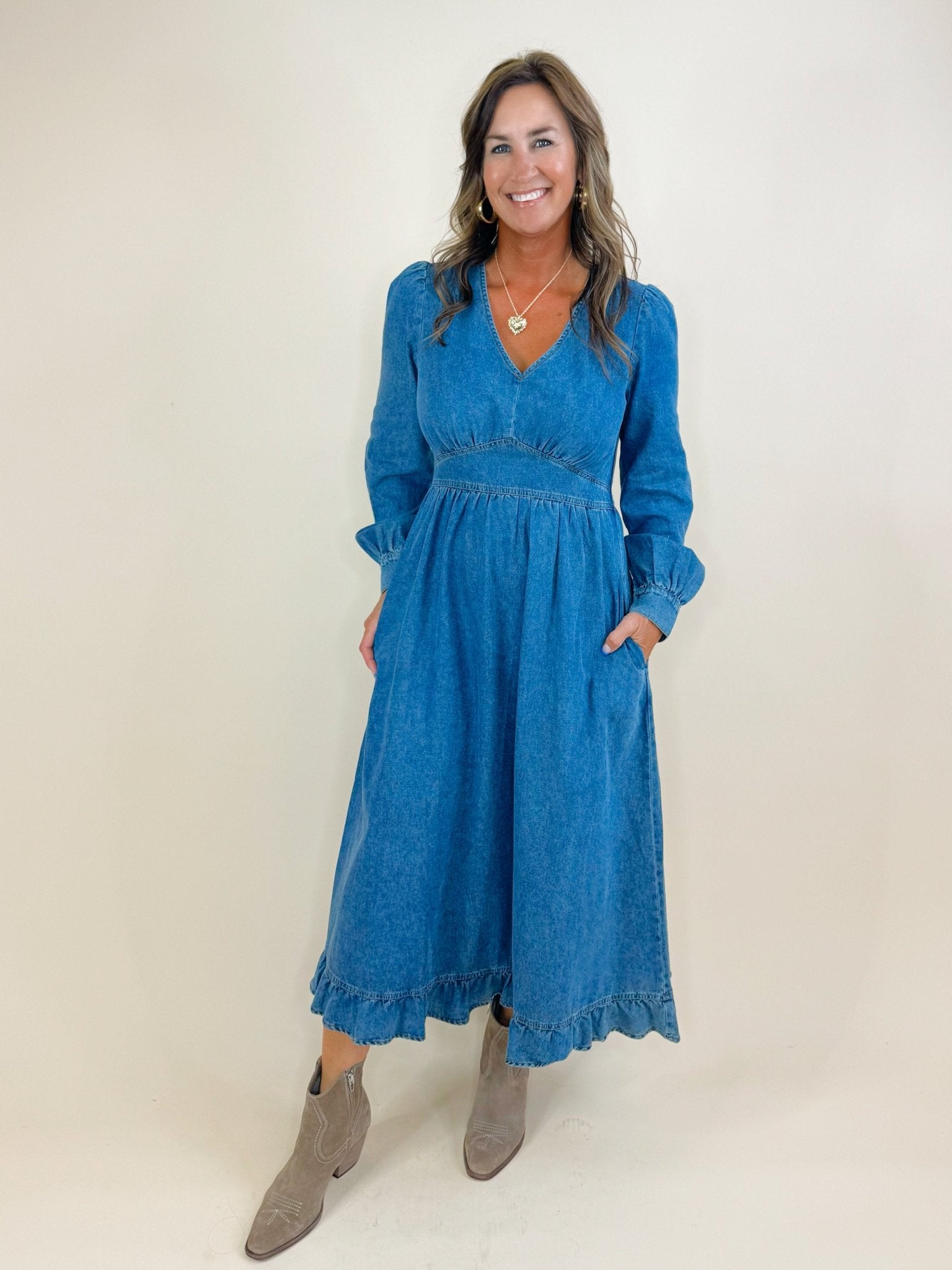 Vintage Indigo Denim Dress - Jessi Jayne Boutique