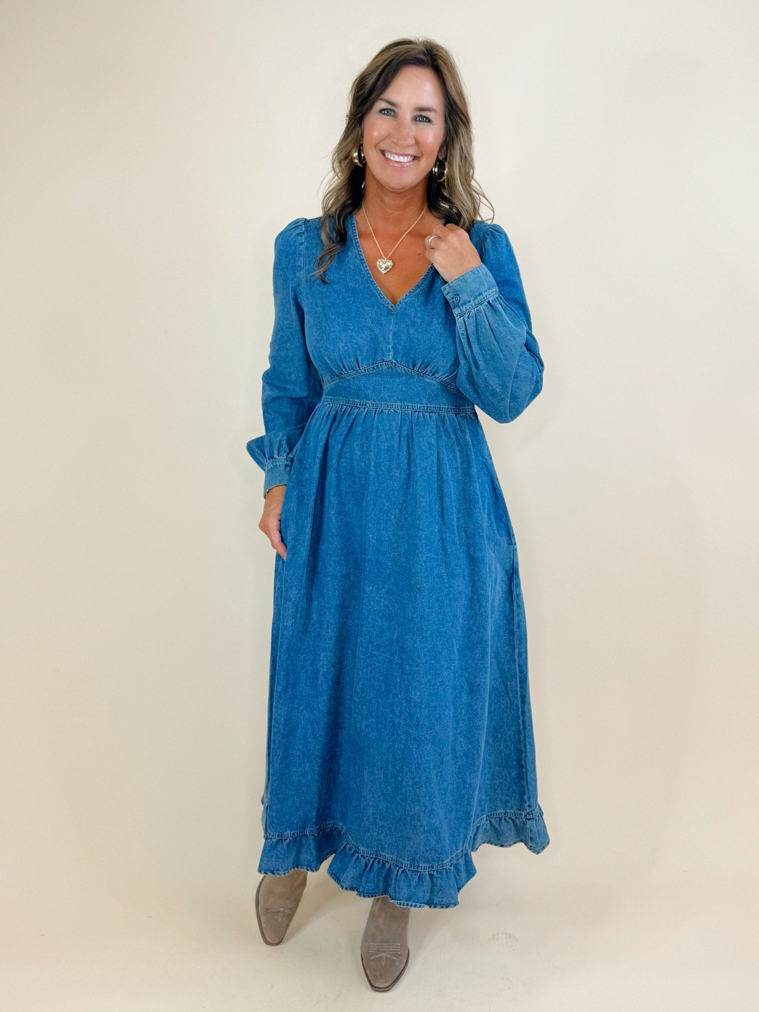 Vintage Indigo Denim Dress - Jessi Jayne Boutique