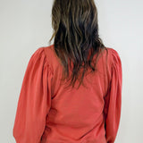 Brick Red Puff Sleeve Sweatshirt - Jessi Jayne Boutique