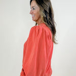 Brick Red Puff Sleeve Sweatshirt - Jessi Jayne Boutique