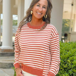 Toasty Stripe Contrast Top - Jessi Jayne Boutique