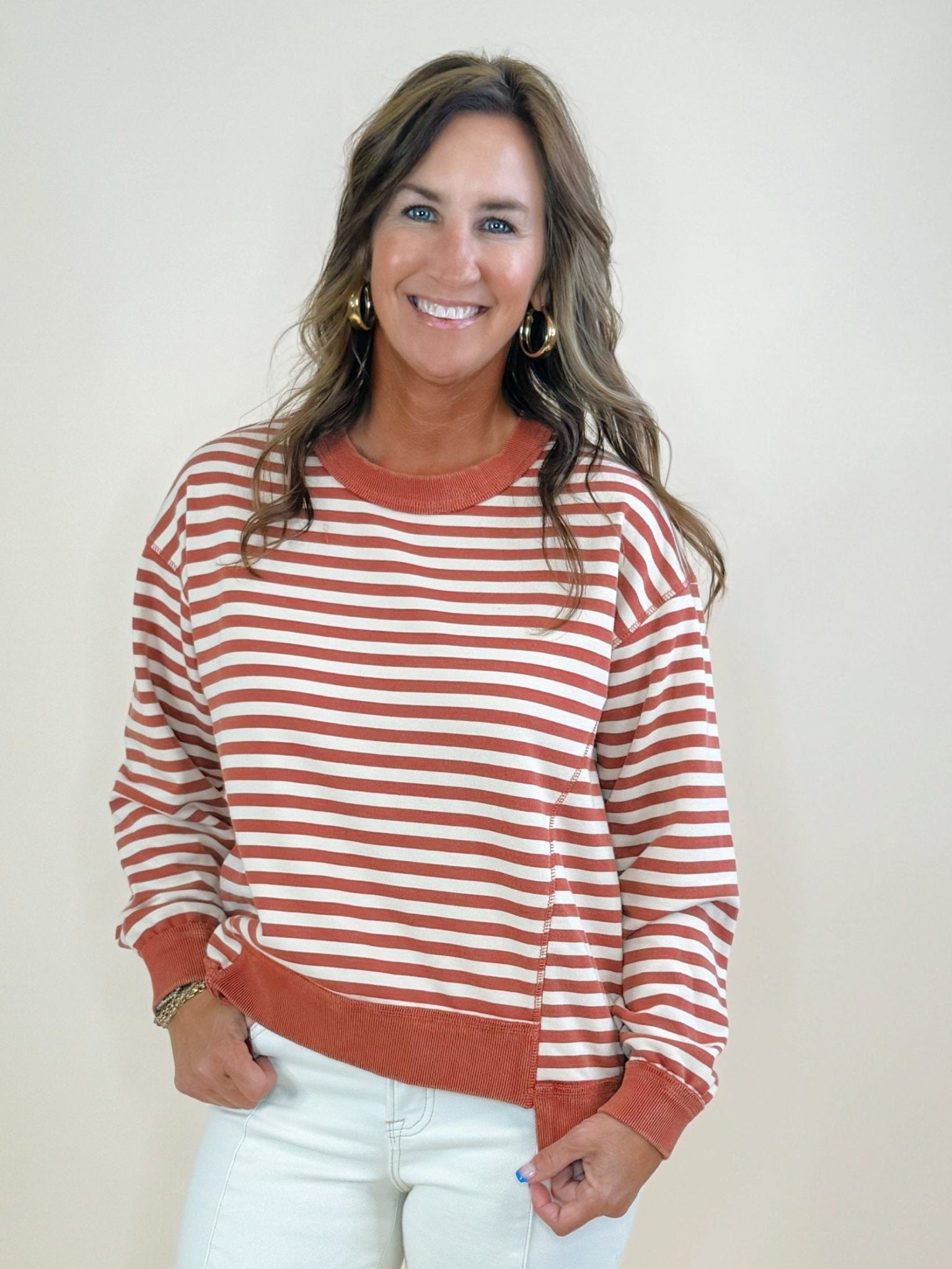 Toasty Stripe Contrast Top - Jessi Jayne Boutique