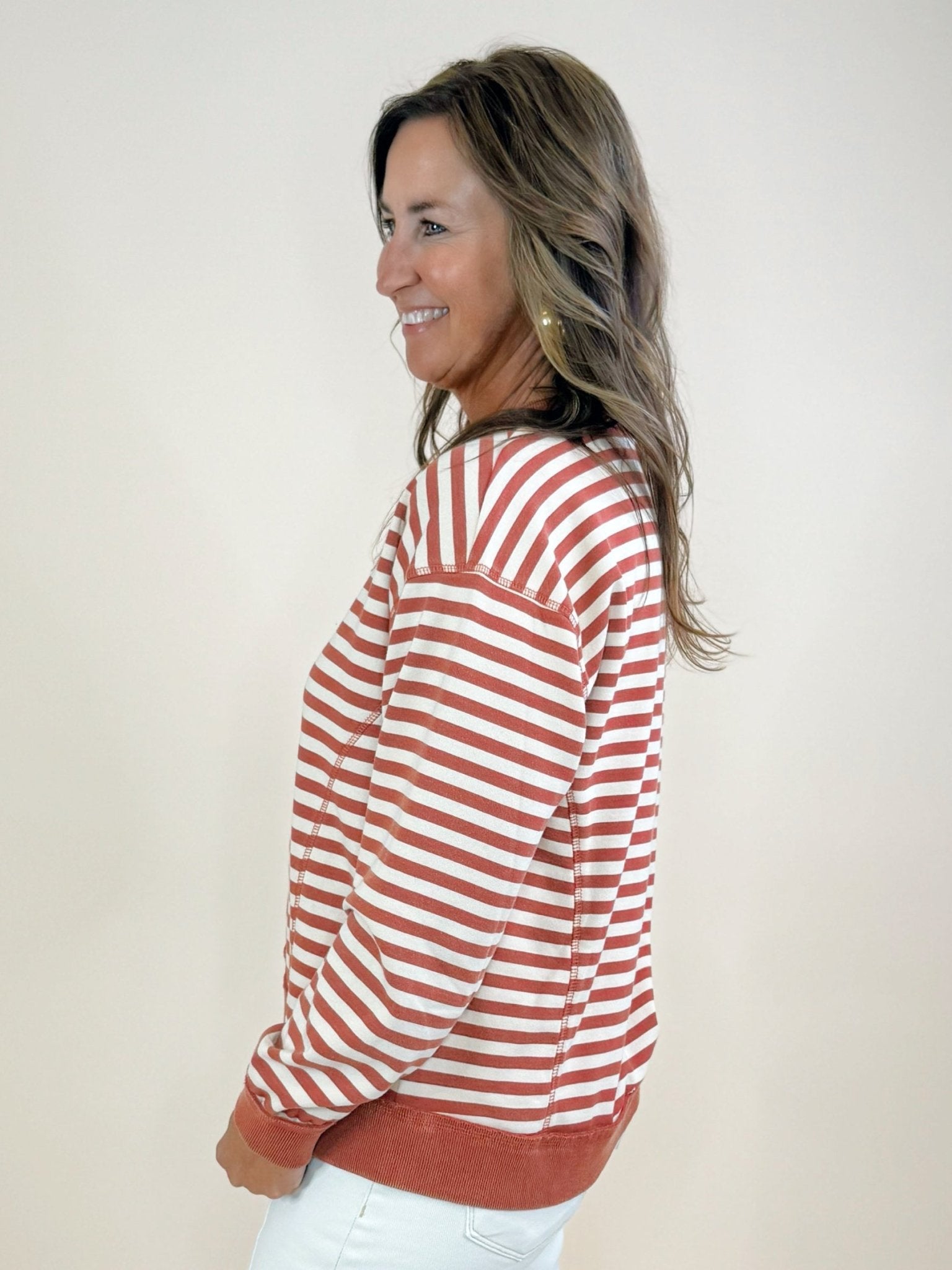 Toasty Stripe Contrast Top - Jessi Jayne Boutique