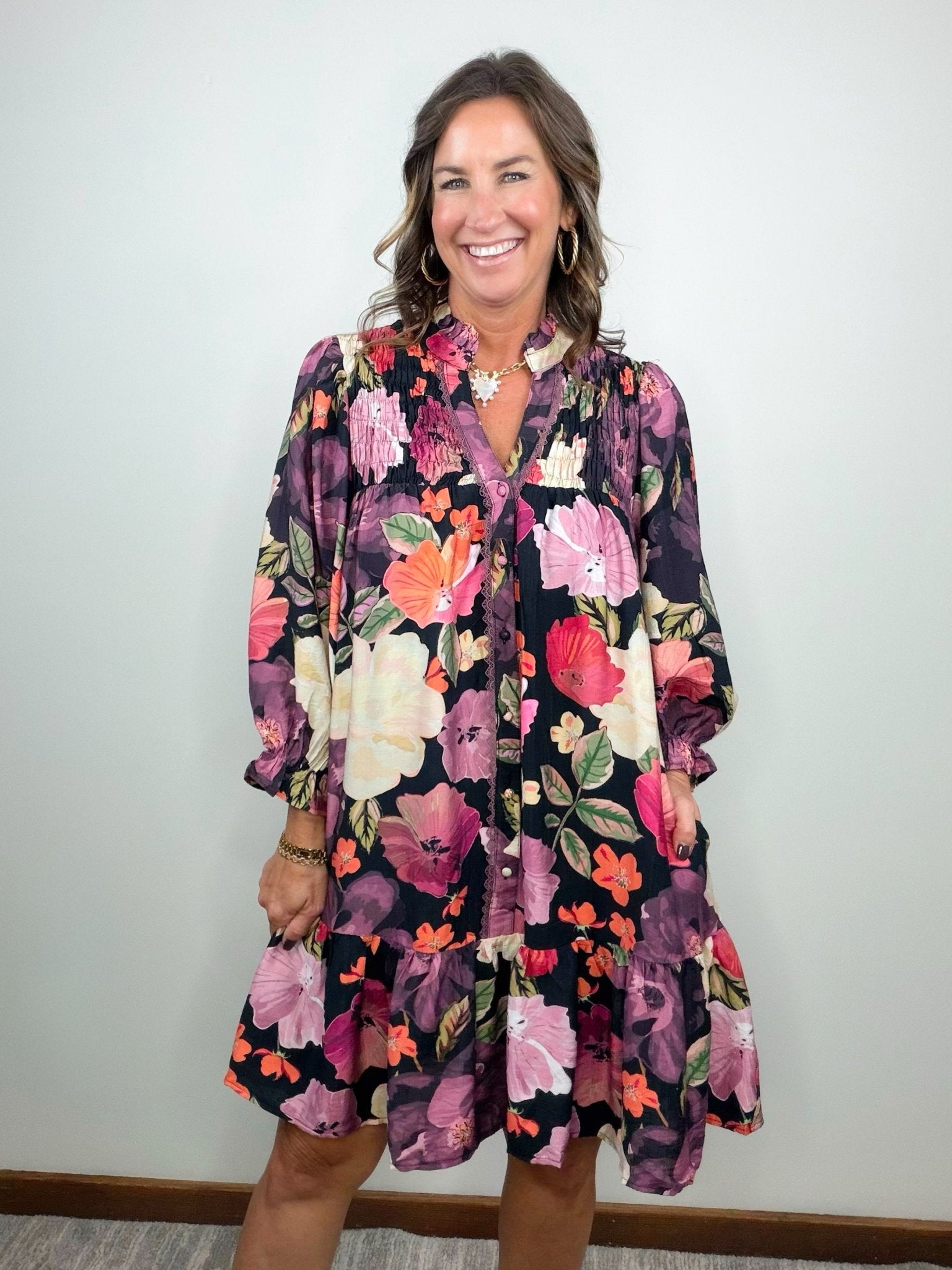 Midnight Garden Smocked Dress - Jessi Jayne Boutique