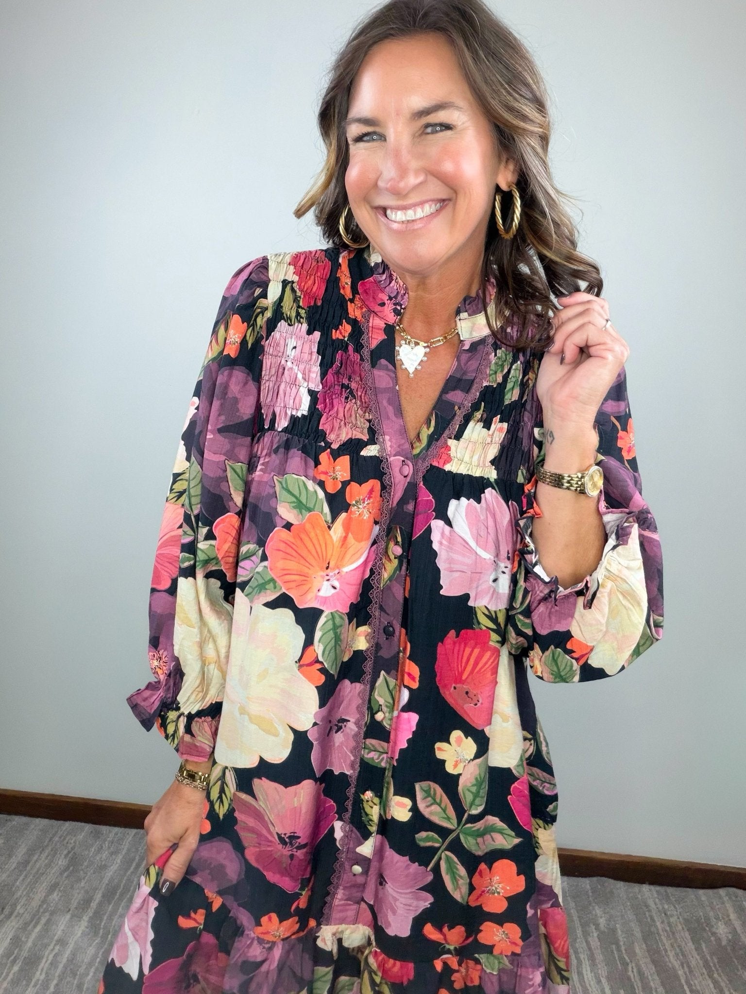 Midnight Garden Smocked Dress - Jessi Jayne Boutique