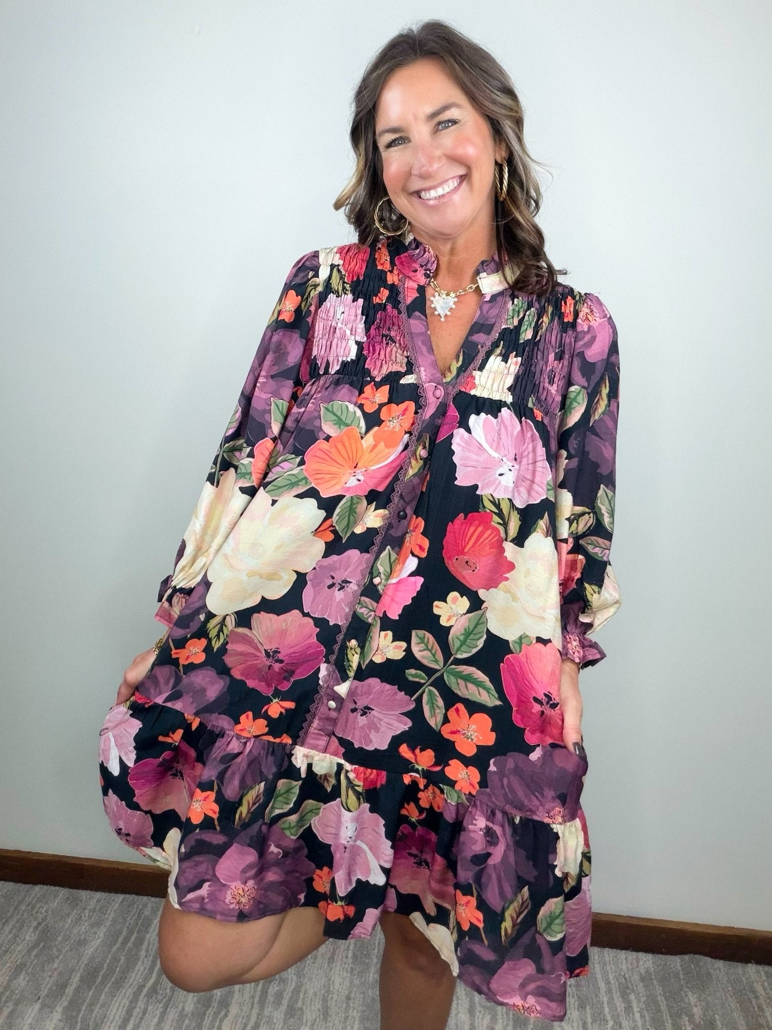 Midnight Garden Smocked Dress - Jessi Jayne Boutique