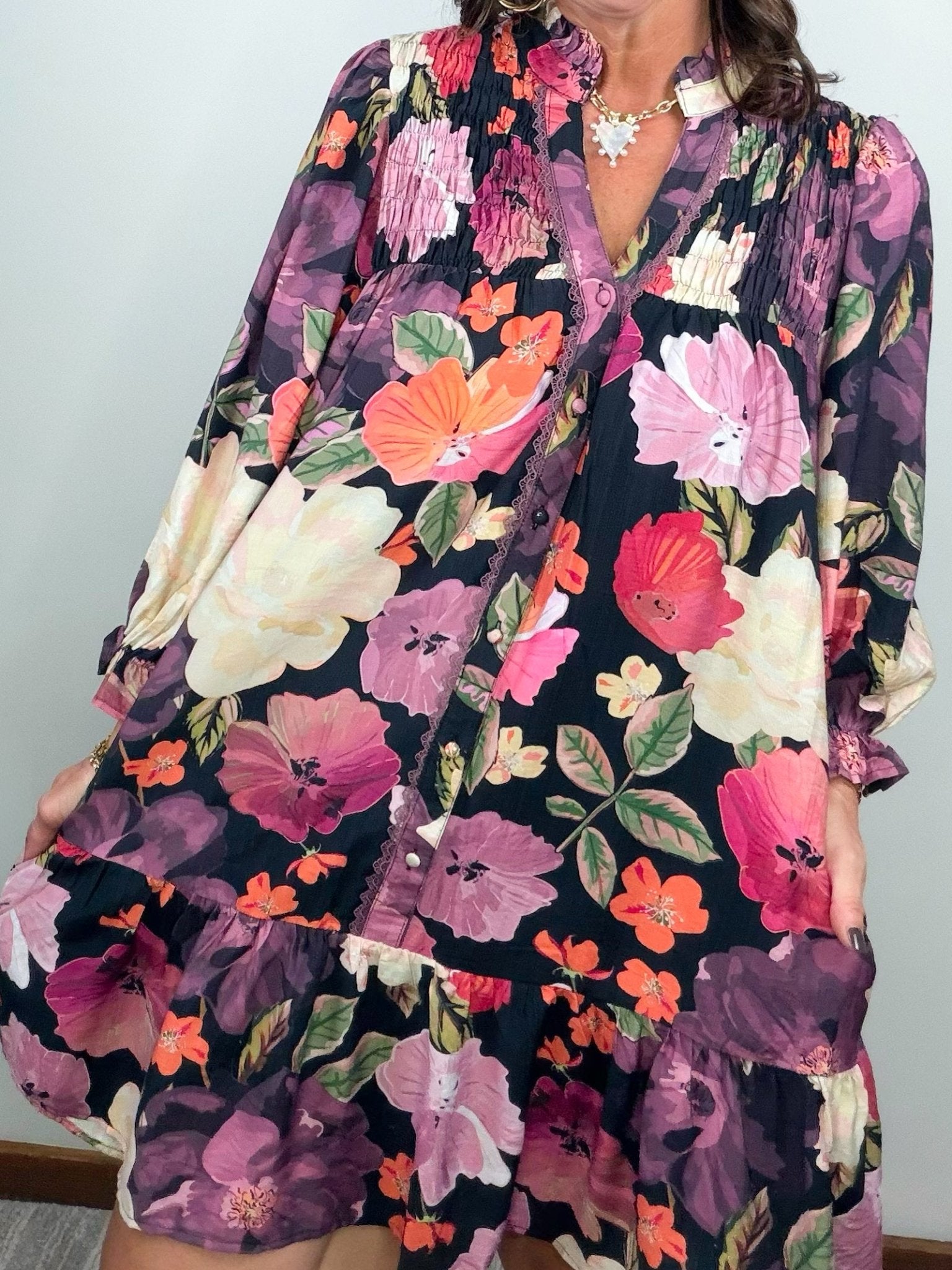 Midnight Garden Smocked Dress - Jessi Jayne Boutique