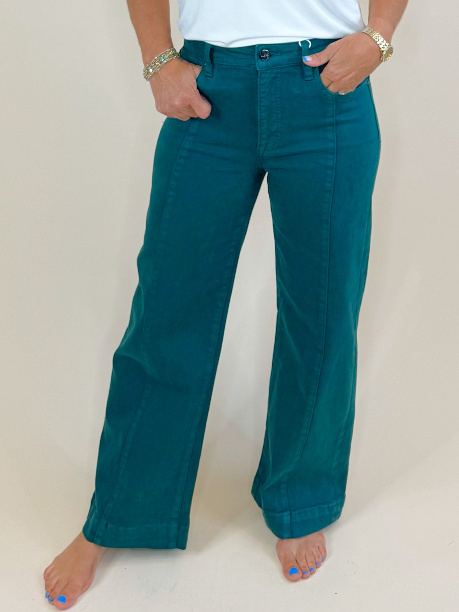 Deep Forest Green High Rise Crop Pants - Jessi Jayne Boutique