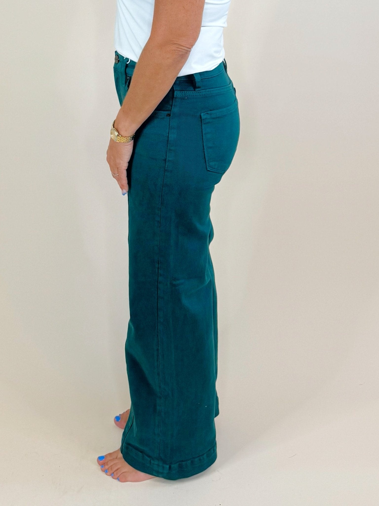 Deep Forest Green High Rise Crop Pants - Jessi Jayne Boutique