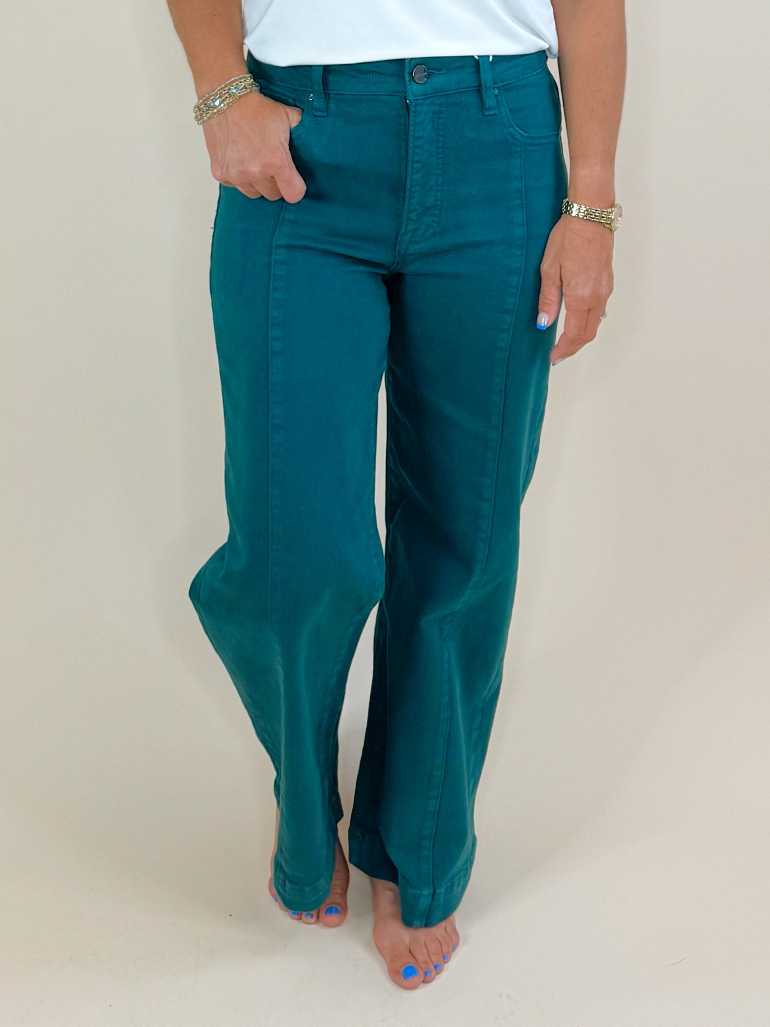 Deep Forest Green High Rise Crop Pants - Jessi Jayne Boutique