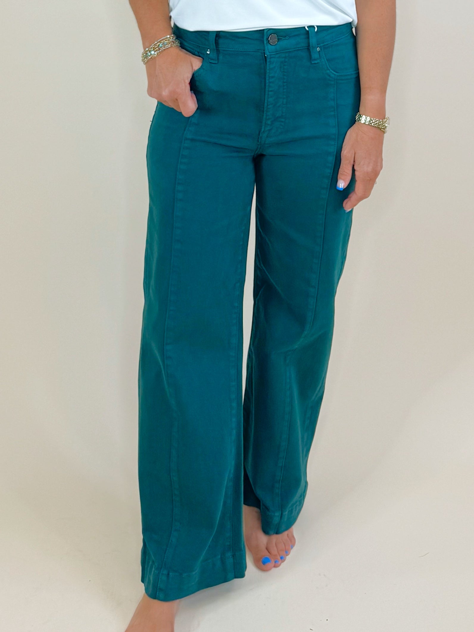 Deep Forest Green High Rise Crop Pants - Jessi Jayne Boutique